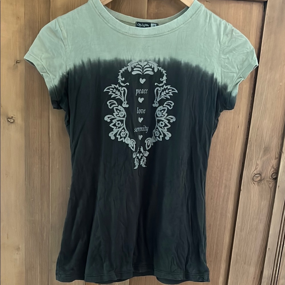 Dyed Women's Top with Peace Love Serenity Design